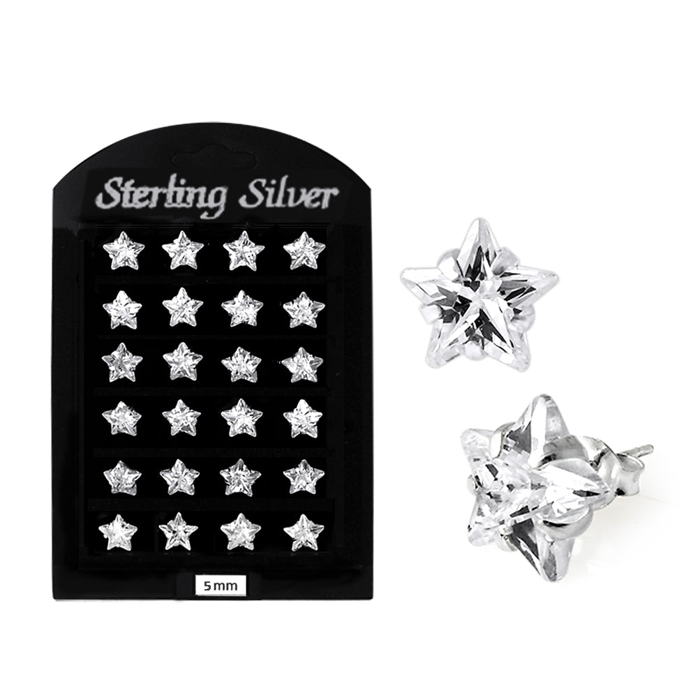 5MM CZ Star Ear Stud in 12 pair Tray