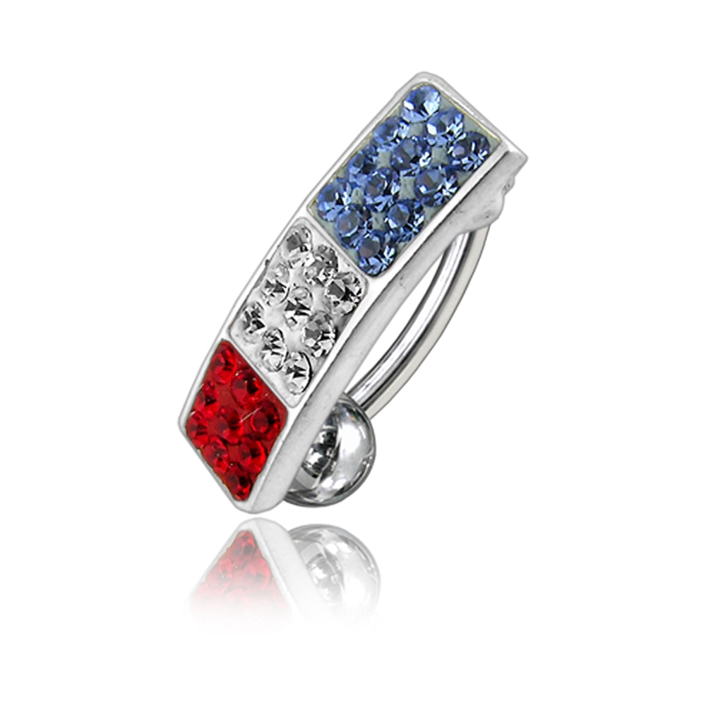 Multi Color Crystal Stone Reverse Curved Bar Belly Ring