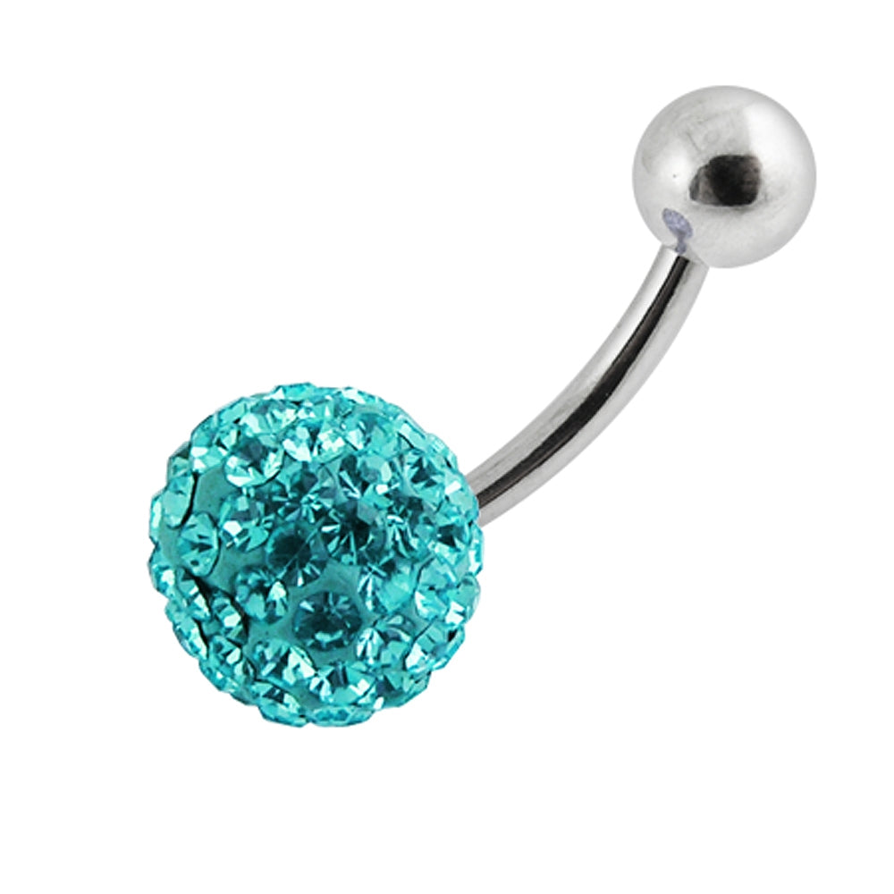 Single Color Crystal Stone With SS Bar Navel Ring