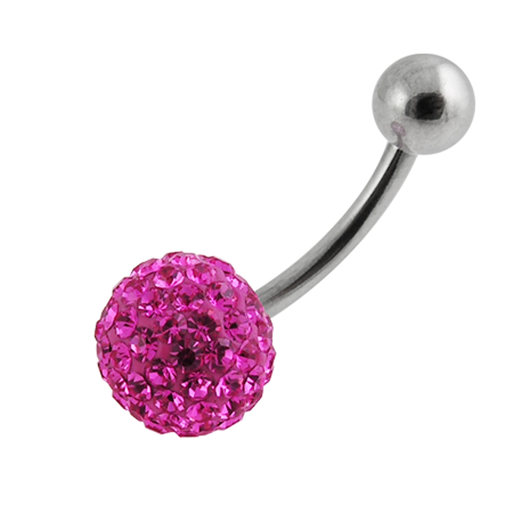 Single Pink Color Crystal Stone Belly Body Jewelry Ring