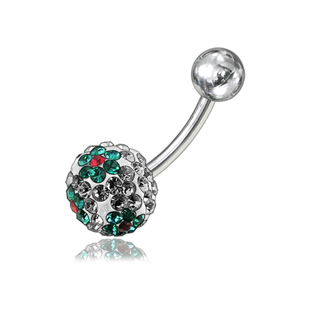 Green Flower Crystal stone Navel Ring FDBLY054