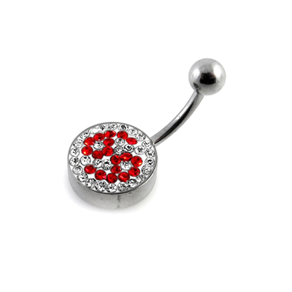 Number Logo In Crystal stone With Banana Cuved Navel Ring