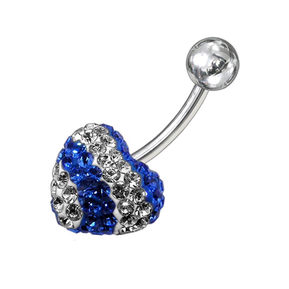 316L SS Banana Bar Crystal stone Heart Belly Ring FDBLY200