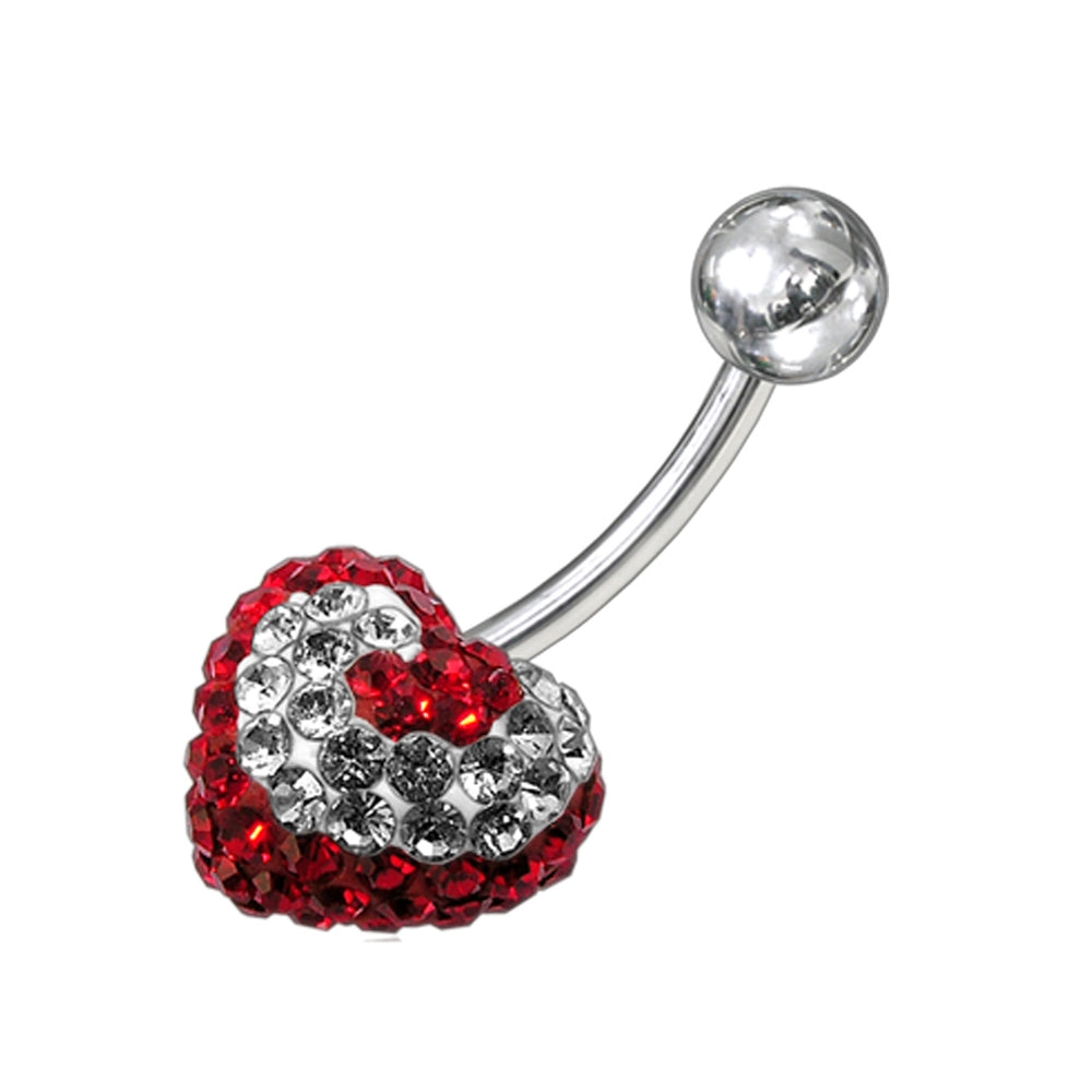 Mix Color Crystal stone Heart Navel Ring FDBLY201