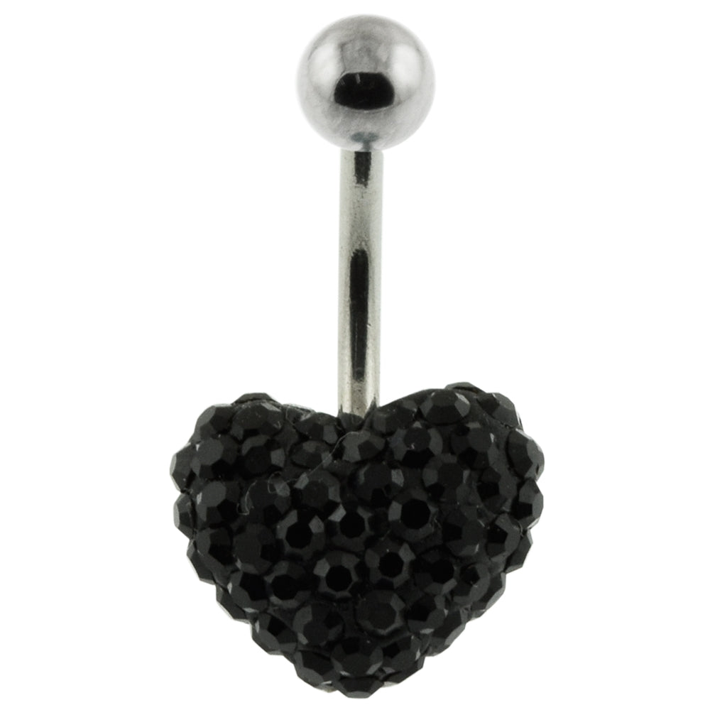 Fancy Color Crystal stone Single Heart Navel SS Banana Ring