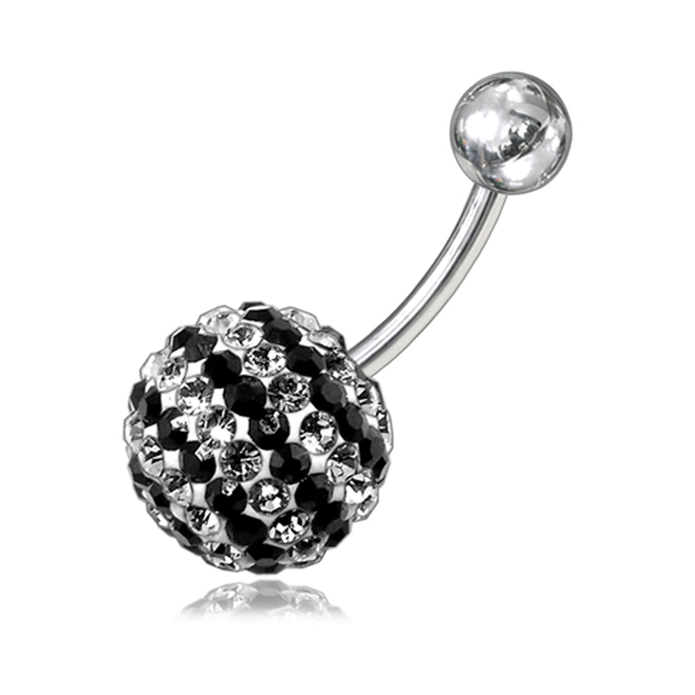 Silver Jeweled Steel Bar navel Ring With Multi Layer Crystal stone FDBLY221