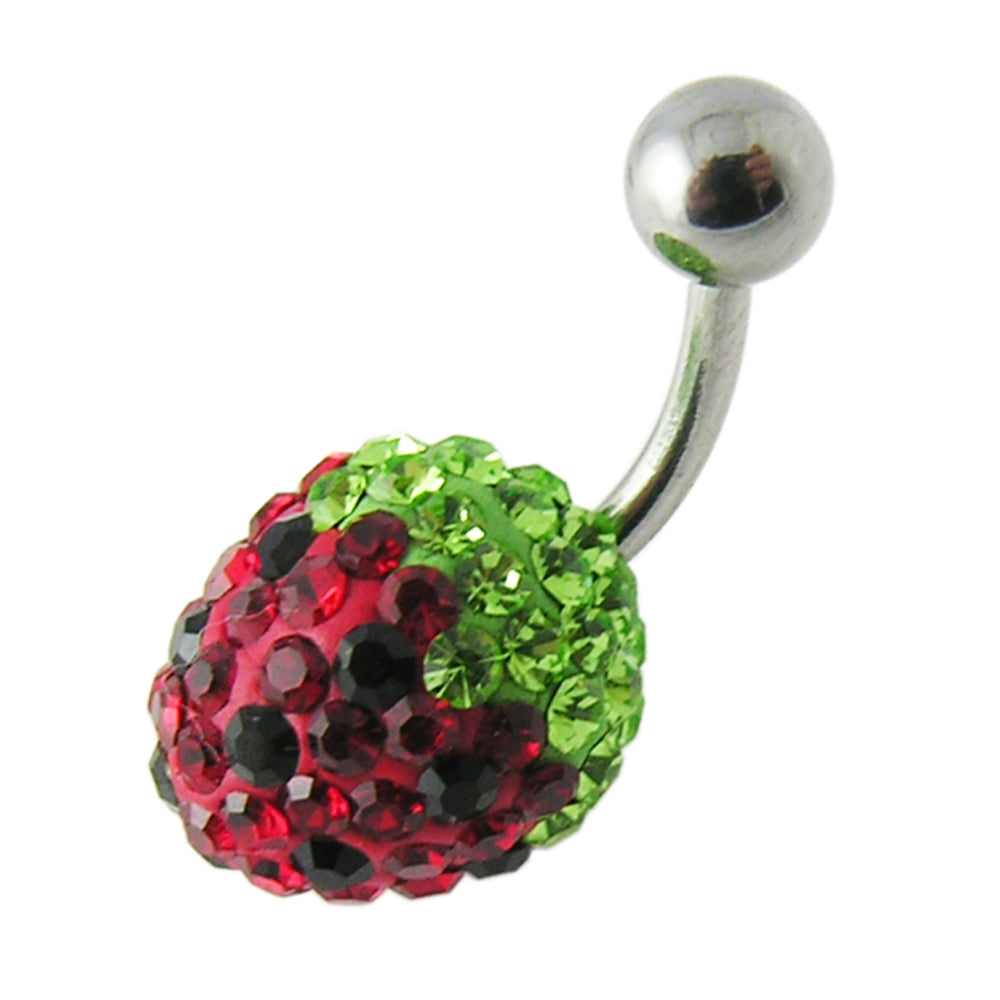 Crystal stone Strawberry Belly Ring