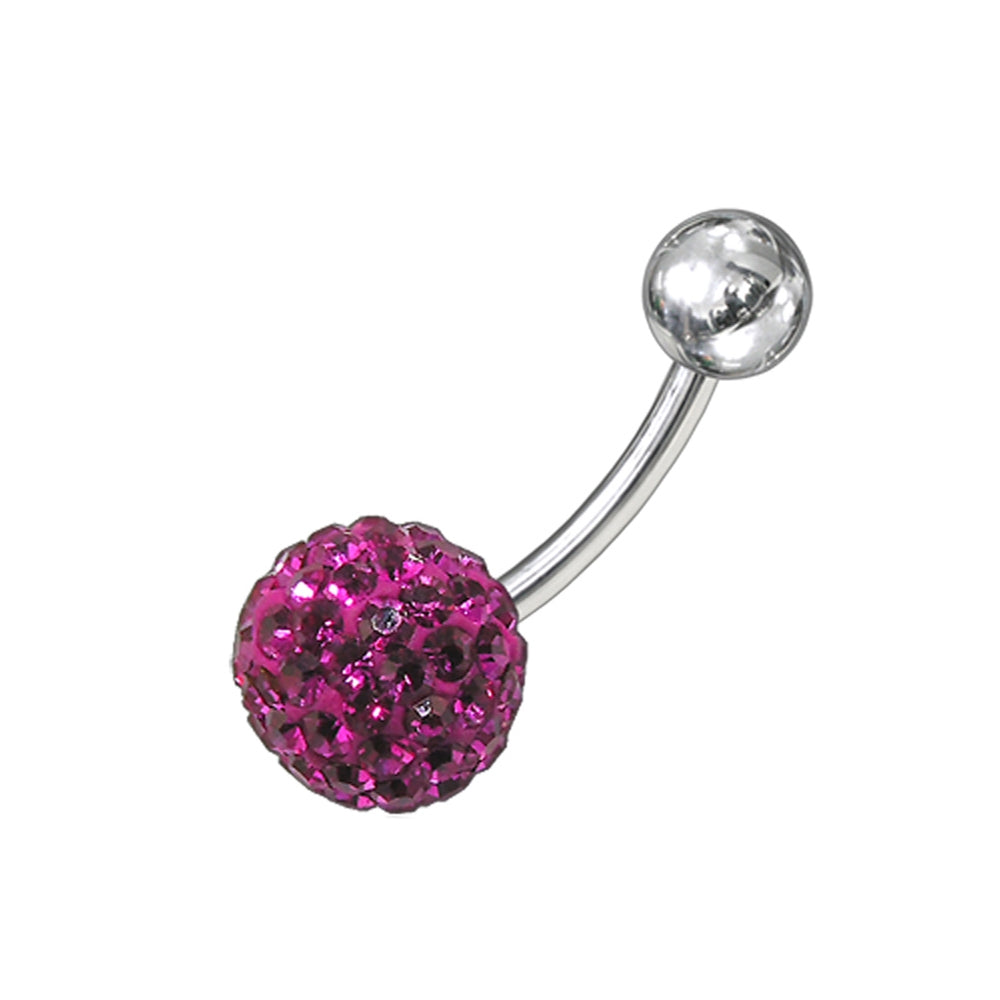 Pink Crystal stone Jeweled With 316L SS Banana Belly Ring body Jewelry