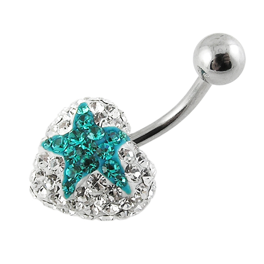 Crystal stone Star Navel Ring In Surgical Steel FDBLY354