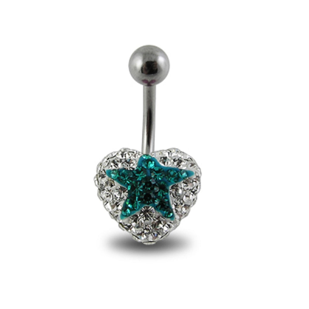Crystal stone Star Navel Ring In Surgical Steel FDBLY354