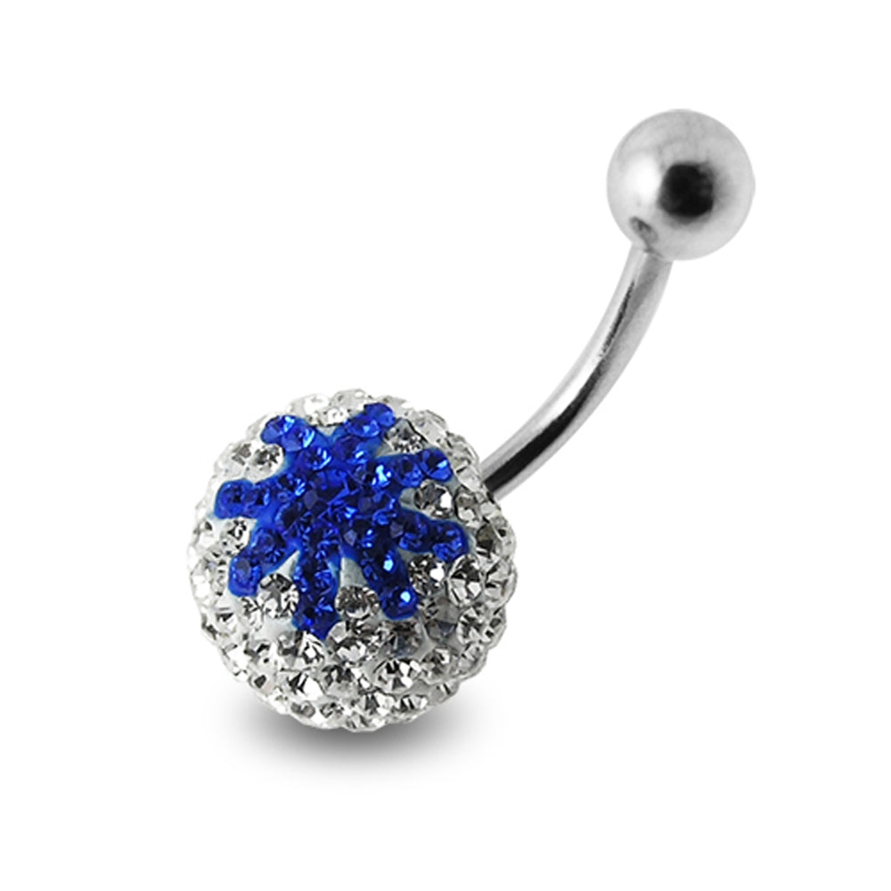 White And Blue Glitter Crystal stone Star Jeweled Ss Navel Belly Ring