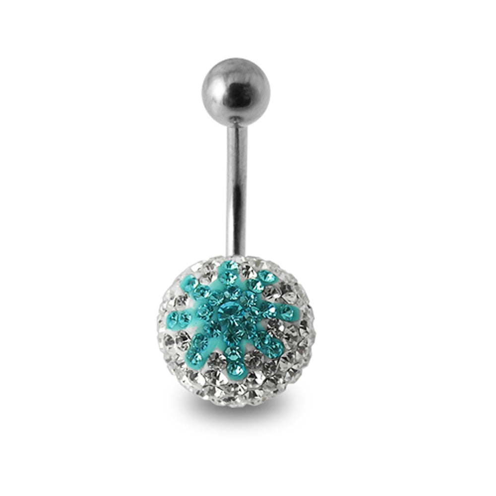 Crystal stone Studded Star SS Navel Ring Body Jewelry