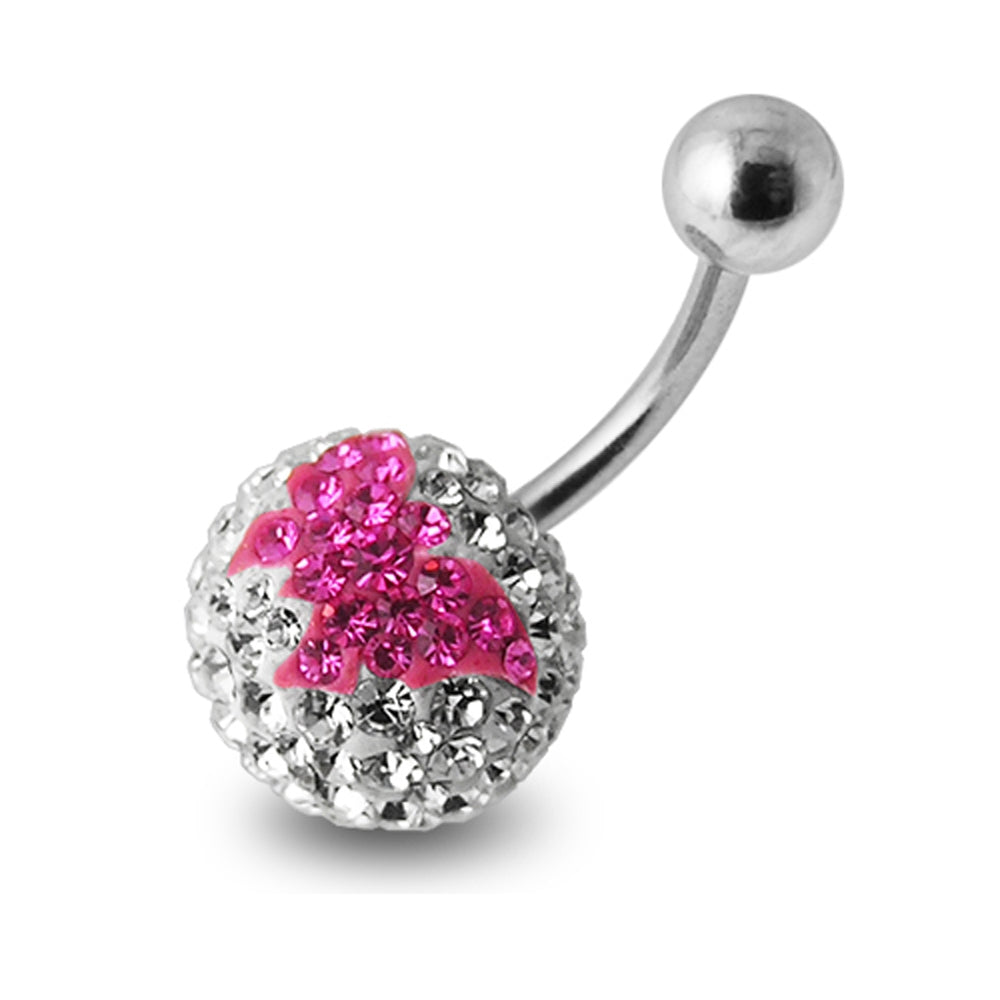 Butterfly Crystal stone Banana Bar Belly Ring