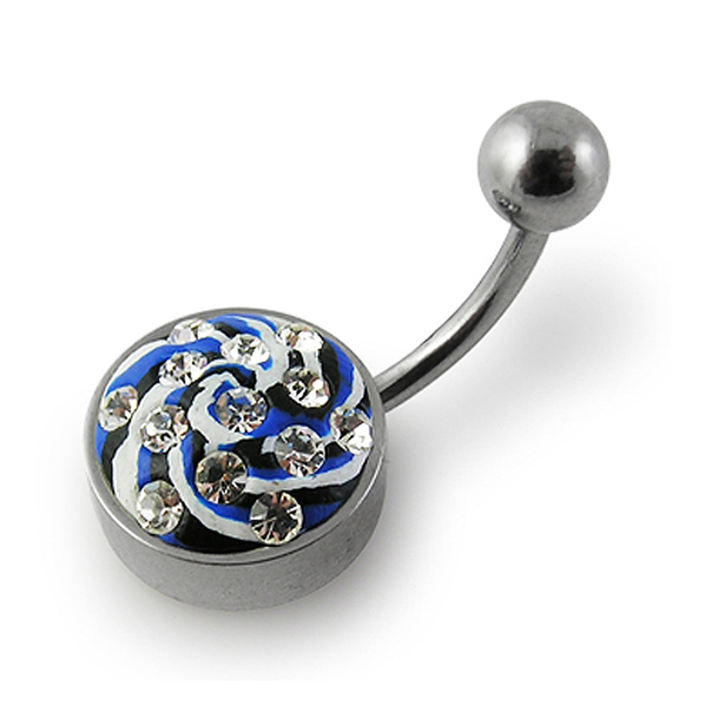 Multi Color painted Crystal Navel Ring Body jewelry with Steel Base