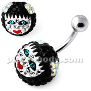 Multi Crystal stone Girl face Cared in Pumpkin belly Ring