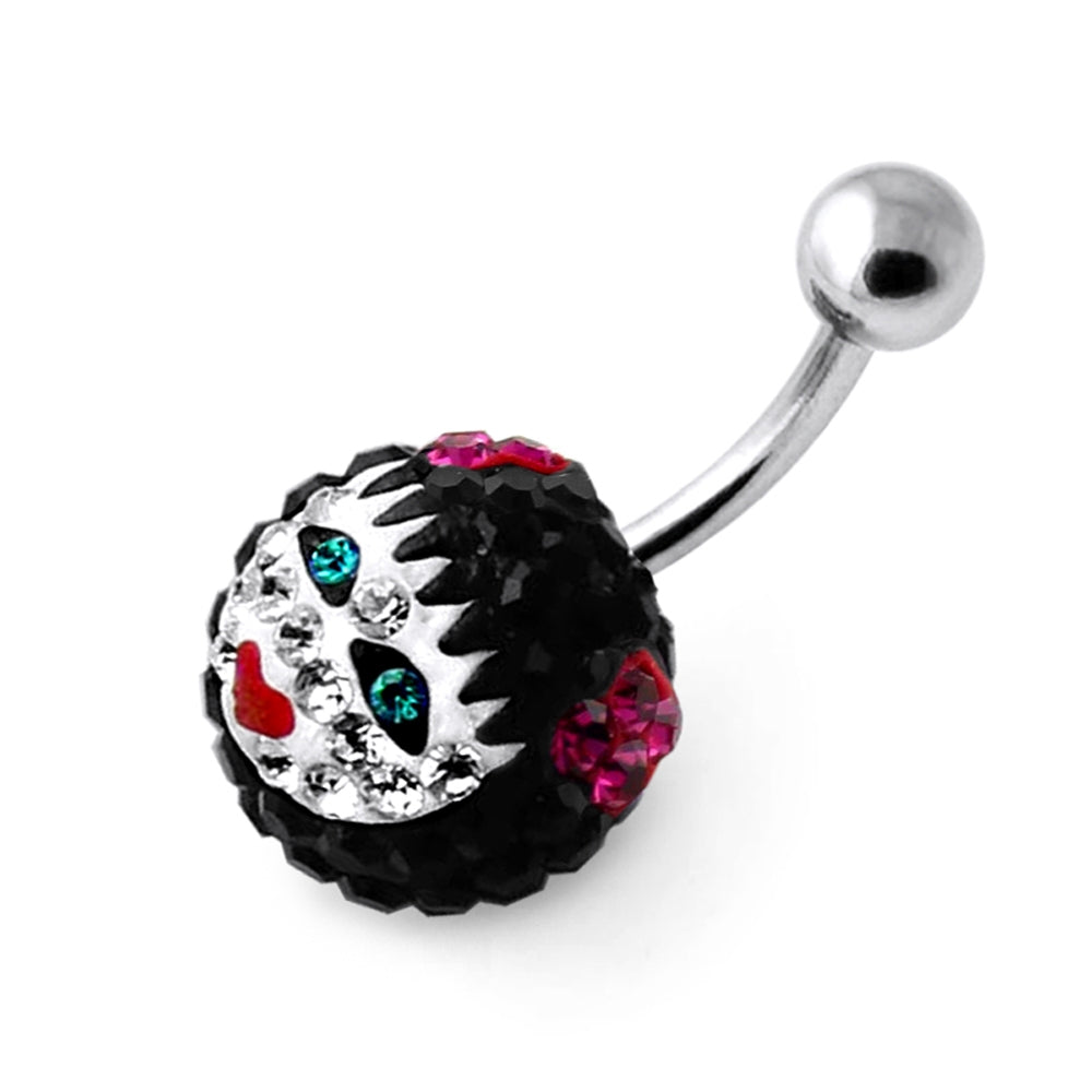 Multi Crystal stone Girl face Carved in Pumpkin Navel Bar