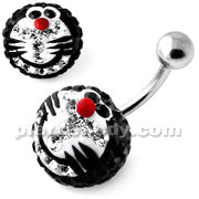 Multi Crystal stone Black Doraemon Navel Ring