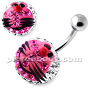 Multi Crystal stone White Doraemon Navel Ring