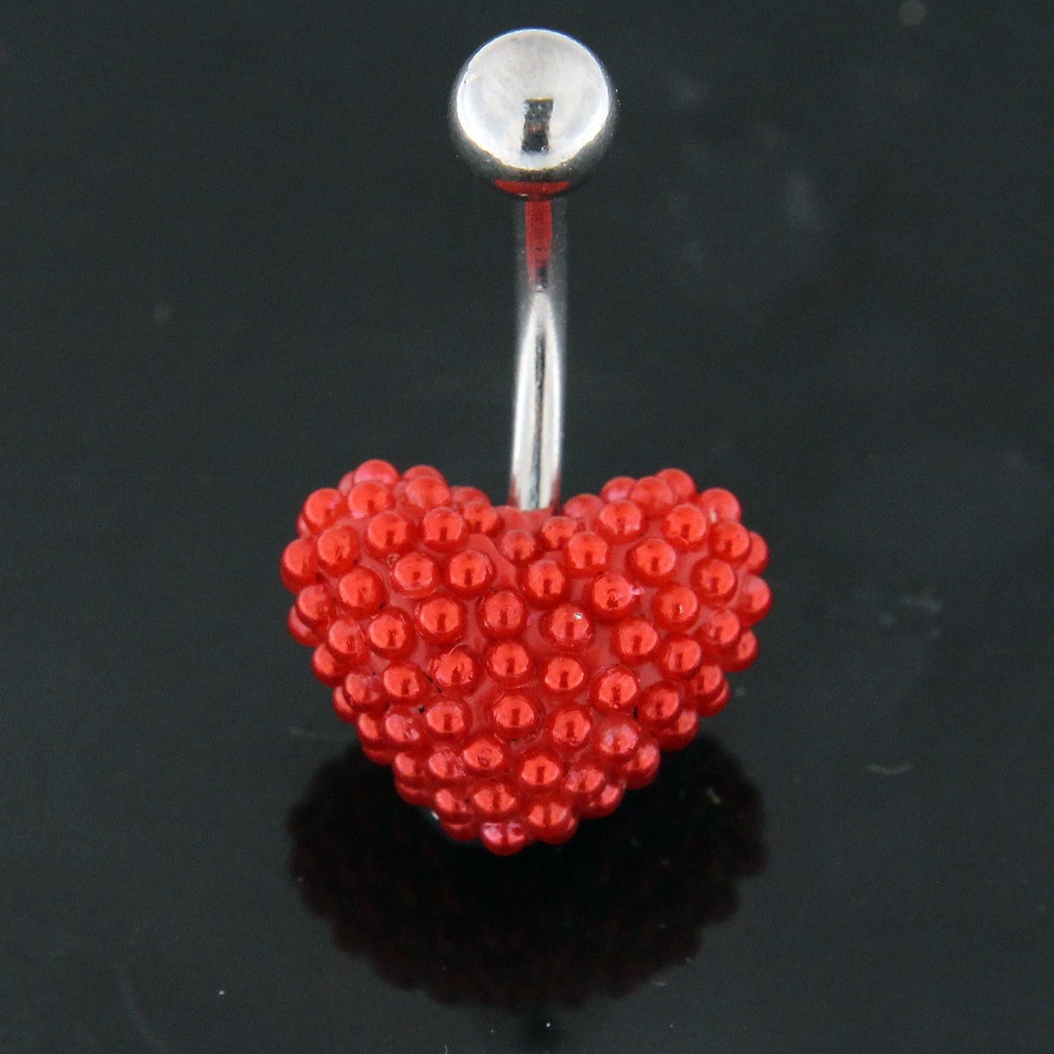 Tiny Red Pearl balls Heart Navel Banana