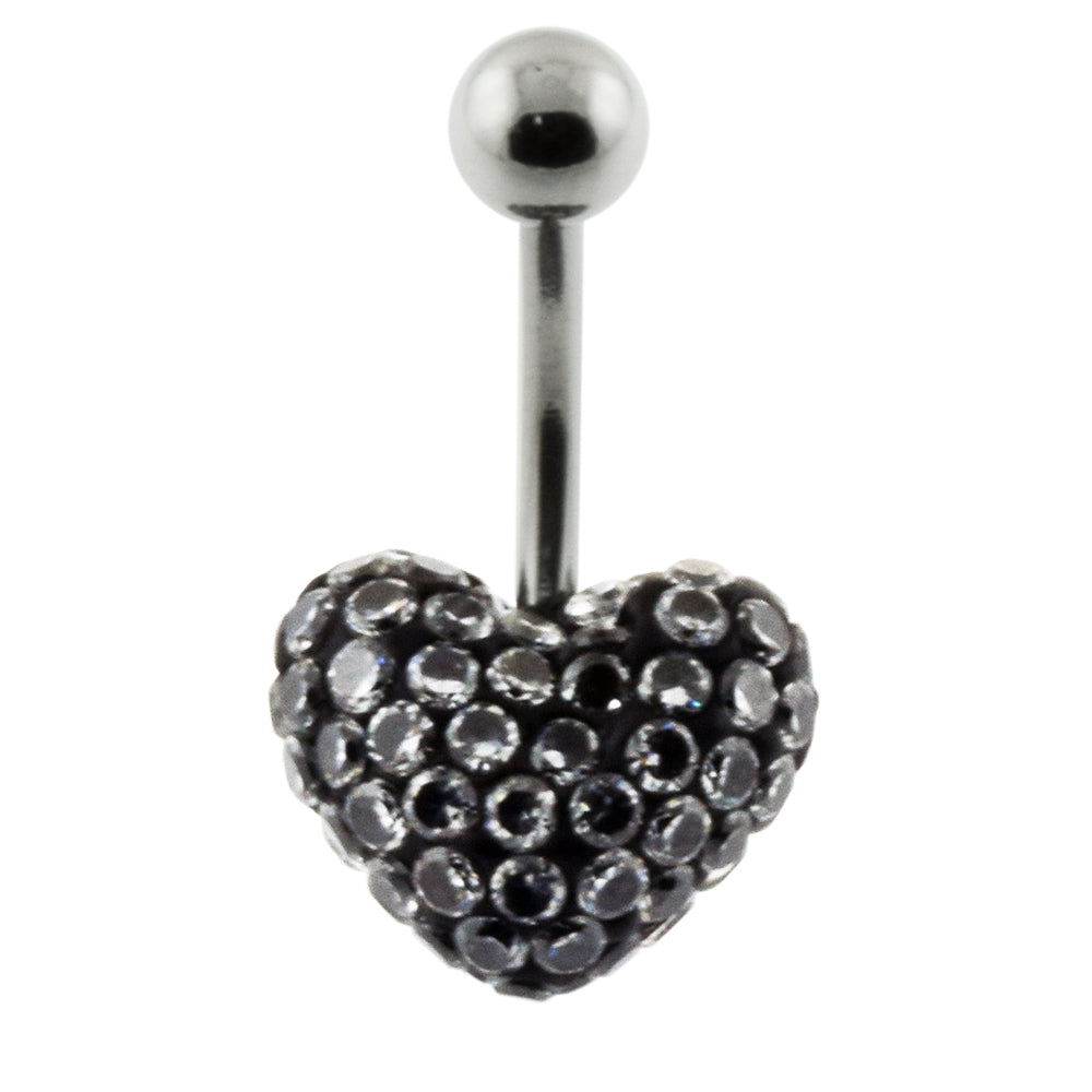 Multi Jeweled Genuine CZ Heart Belly Button Rings