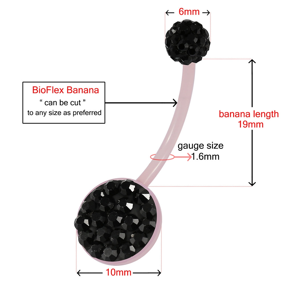 10mm Pink Base BioFlex with Crystal Ferido Top Ball pregnancy Belly Ring
