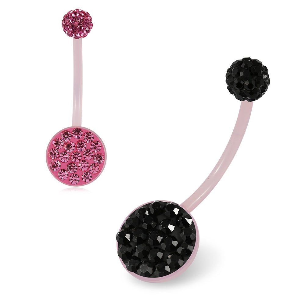10mm Pink Base BioFlex with Crystal Ferido Top Ball pregnancy Belly Ring