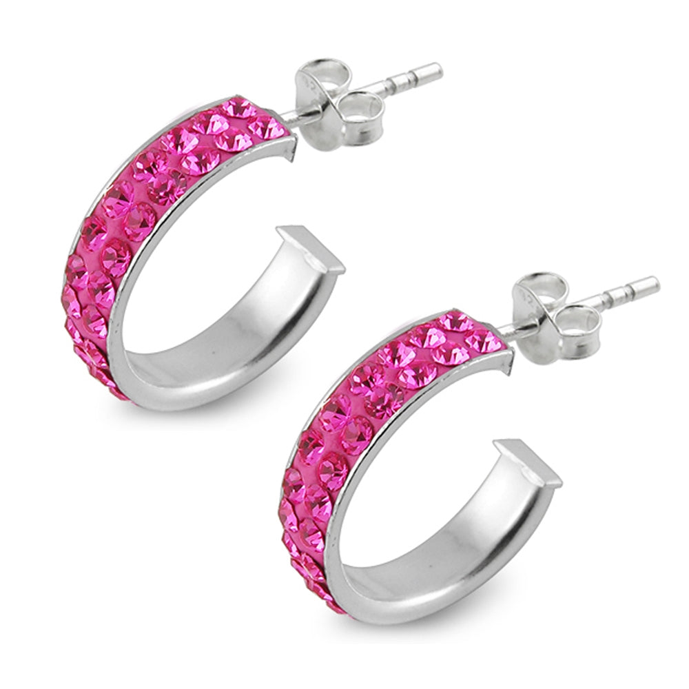 925 Sterling Silver Pink Crystal Earring