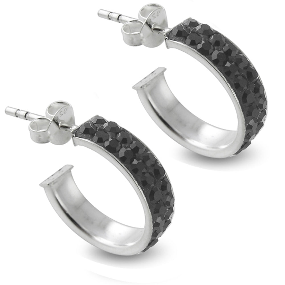 925 Sterling Silver Black Crystal Earring