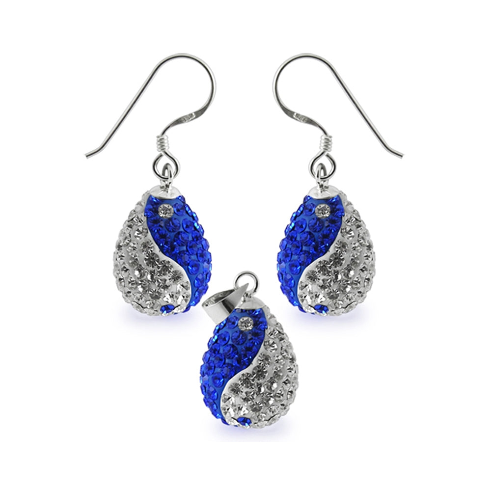 Mutli Preciosa Crystal Tear Drop Ying Yang Earring and Pendant