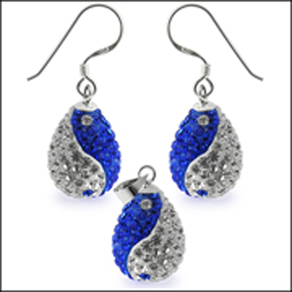 Mutli Preciosa Crystal Tear Drop Ying Yang Earring and Pendant