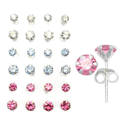 3mm & 4mm Stone Ear Studs in a 12 pair Tray