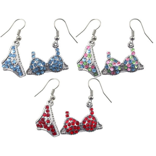 Metal And Rhinestone Costume Dangle Earring