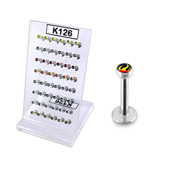 Black Madonna Labret with Threaded Jeweled Top in Display