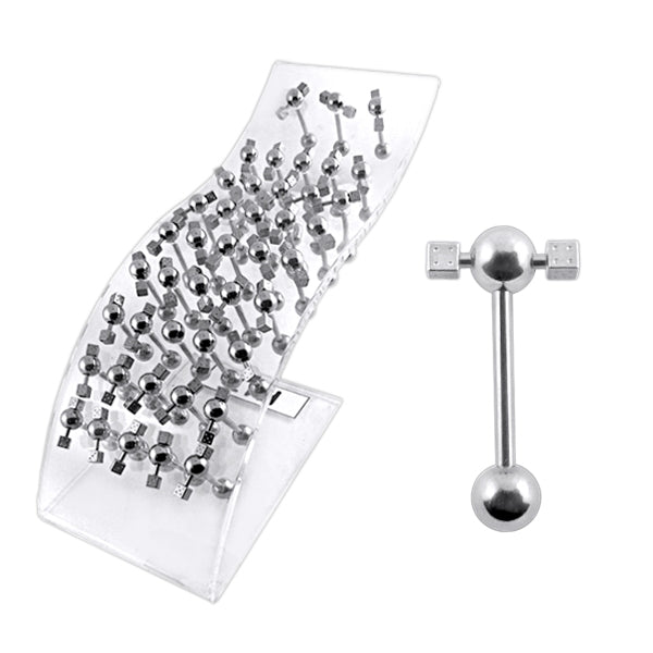 316L Surgical Steel Tongue Barbell Body jewelry in a Wave display K17