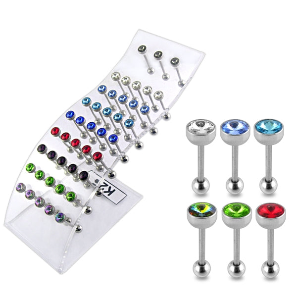 Straight Barbell Stone Ball in a Wave display