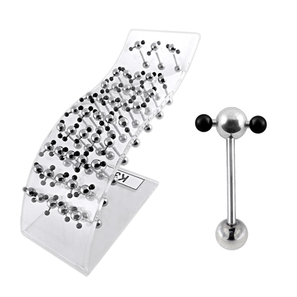 316L Surgical Steel Tongue Barbell Body Jewelry in a Wave display K3