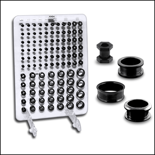 SS Blackline Ear Flesh Tunnels with Display