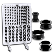 SS Blackline Ear Flesh Tunnels with Display