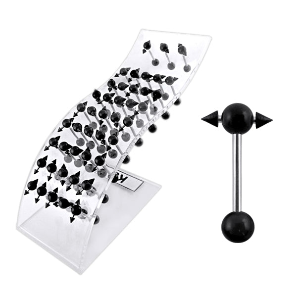 Tongue Barbell with UV Balls in a Wave display