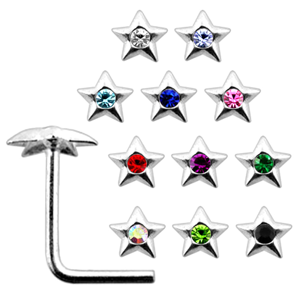 Pentagon Star L Shaped Nose Pin