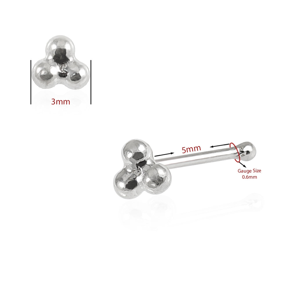 925 Sterling Silver Trinity Ball Nose Stud