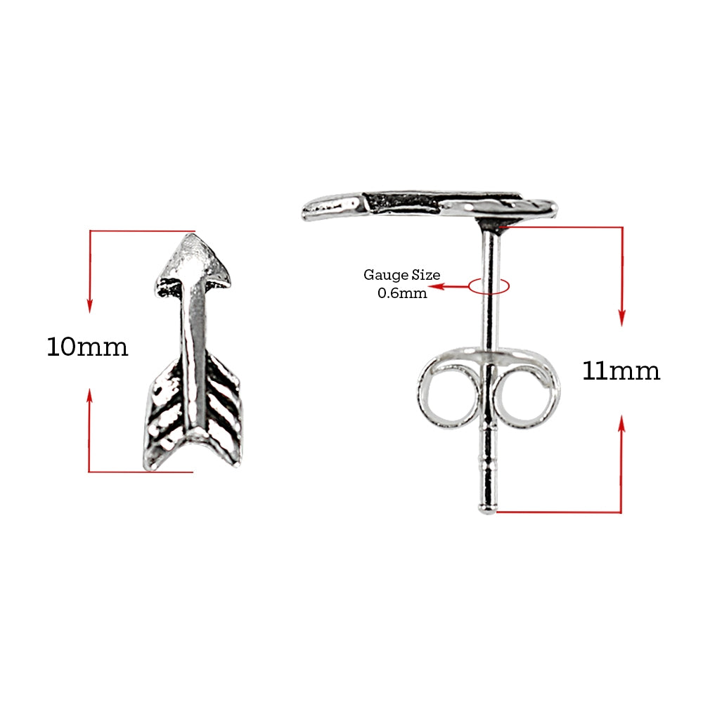 925 Sterling Silver oxidized Arrow Ear Stud