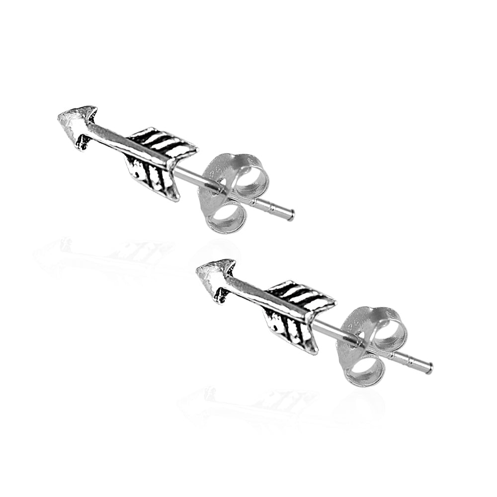 925 Sterling Silver oxidized Arrow Ear Stud