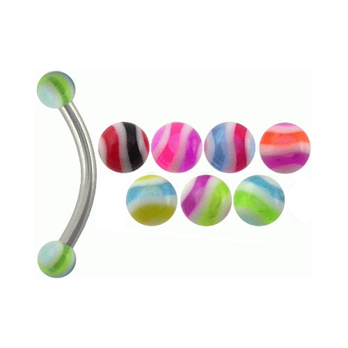 316 SS Eyebrow Banana With UV Fancy Balls