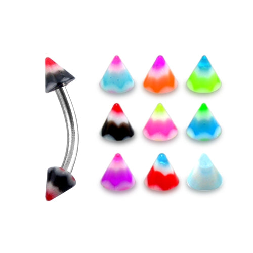 316 Surgical Steel Curved With Multi Color UV Cone
