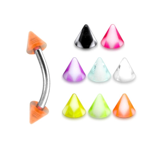 316 Surgical Steel Banana Bar With UV Cone Body Jewelry