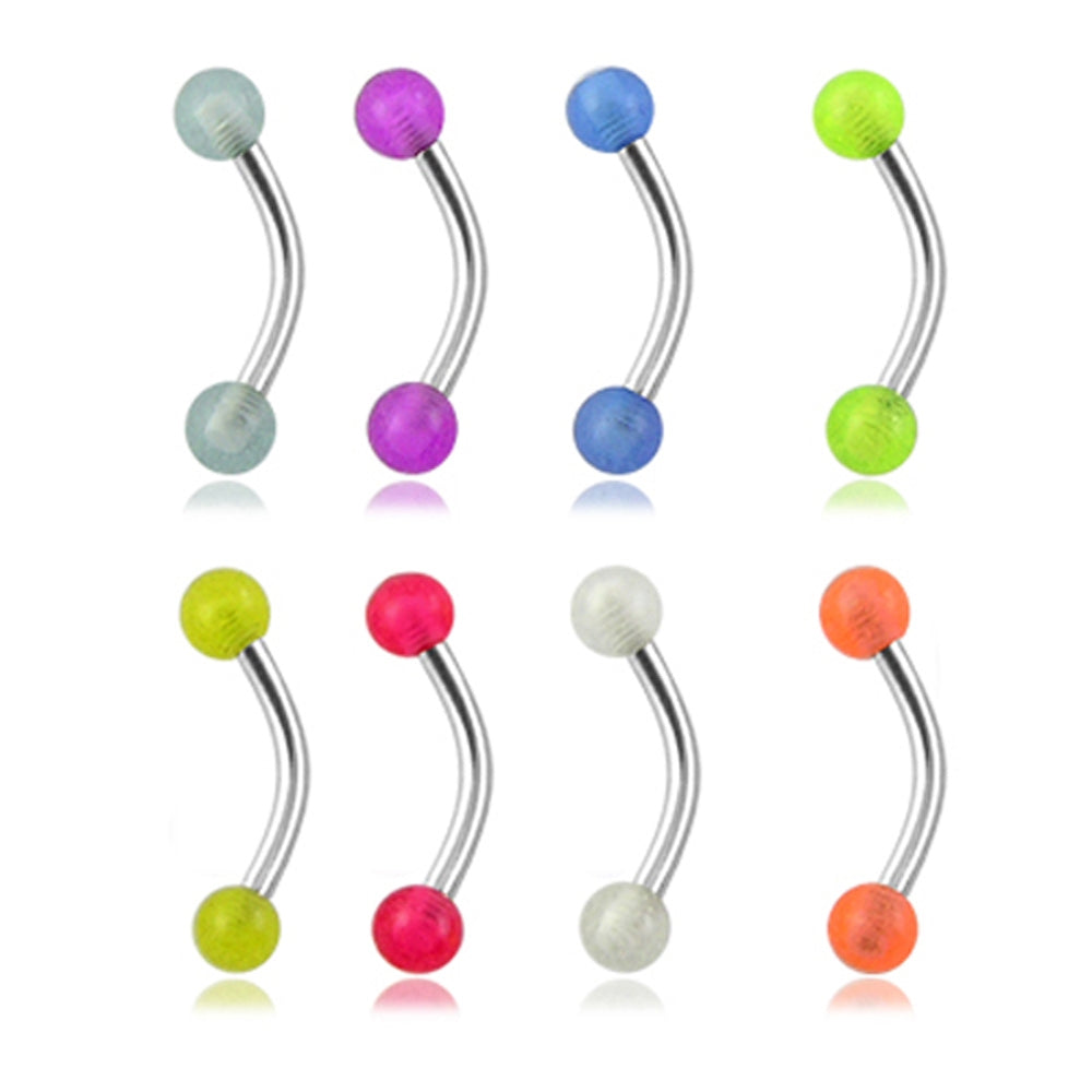 316 Surgical steel Banana with UV Glow Balls