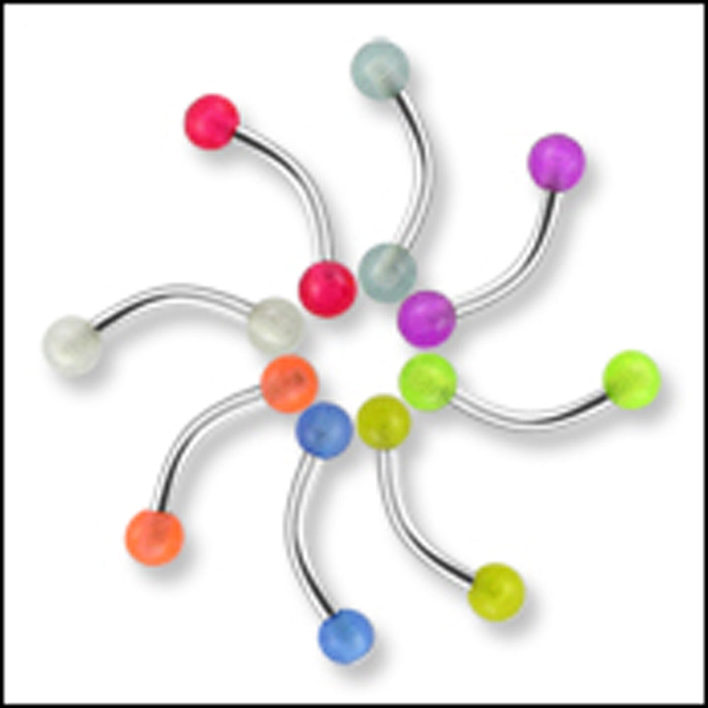 316 Surgical steel Banana with UV Glow Balls