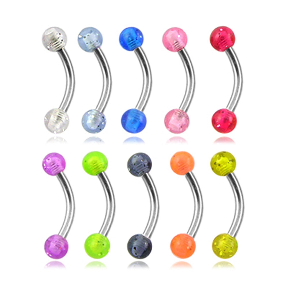 316 Surgical steel Banana with UV Glitter Balls
