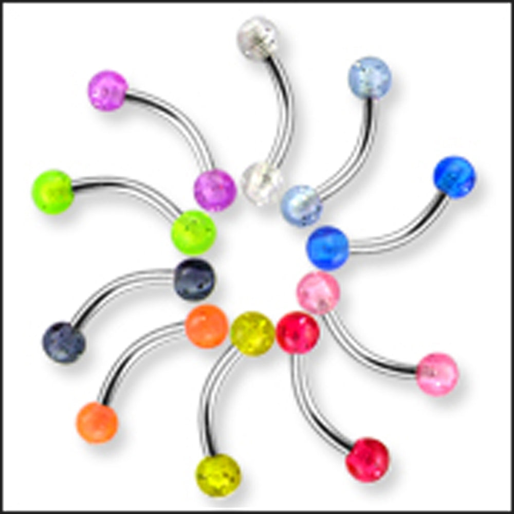 316 Surgical steel Banana with UV Glitter Balls
